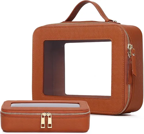 Vista 68 de Pinkmik Pequeña bolsa de maquillaje transparente, mini estuche para cosméticos, bolsa de aseo impermeable con cremallera, organizador de bolsos