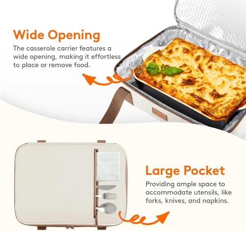 Vista 5 de Lifewit - Porta ollas aislada para alimentos calientes o fríos, olla con tapa y estuche de transporte, soporte para lasaña para fiestas de comida