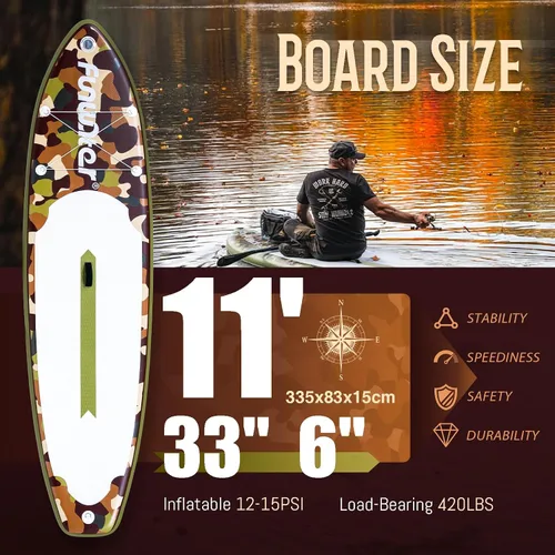 Vista 2 de FunWater Inflatable Stand Up Paddle Board with Premium SUP Paddleboard Accessories, Anti-Slip EVA Deck, 11'6''/11'/10'6'' Paddle Boards for Adults &