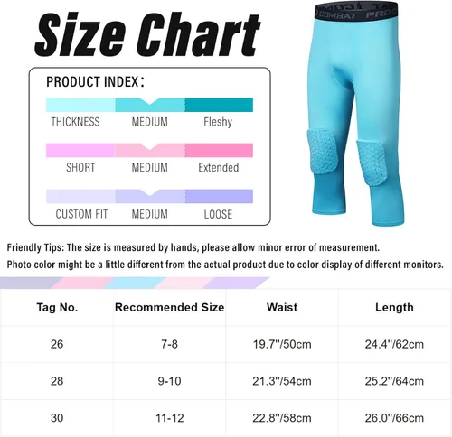 Vista 2 de zdhoor Pantalones deportivos de baloncesto para niños y niñas, pantalones de compresión 34, rodilleras, mallas anticolisión, leggings
