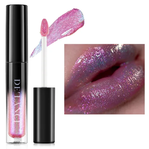 Vista 8 de Lápiz labial Chameleon color azul y verde, brillo de labios metálico brillante para mujeres y niñas, regalo de maquillaje de labios, hidratante