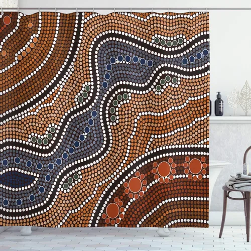 Vista 25 de Ambesonne Decor Collection, juego de cortina con ganchos para regadera Negro Verde