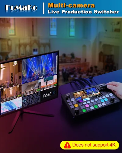 Vista 5 de FoMaKo 5.5 pulgadas FHD LCD pantalla 4 canales HDMI transmisión en vivo conmutador 1080p 60FPS Grabación de video USB USB3.0 HDMI Conmutador