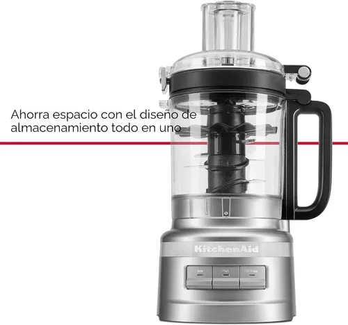 Vista 6 de KitchenAid 9-Cup Food Processor - KFP0921, Contour Silver Diseño multiusos de cuatro cuchillas, solución de almacenamiento todo en uno, cuenco