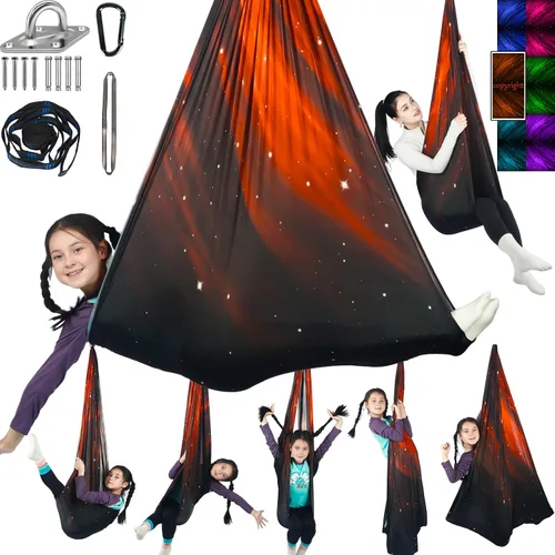 Vista 9 de Columpio Sensorial para Niños Soporta hasta 300 libras Interior y Exterior Columpio de Terapia Abrazador con Kit Colgador de Ganchos para Hamaca