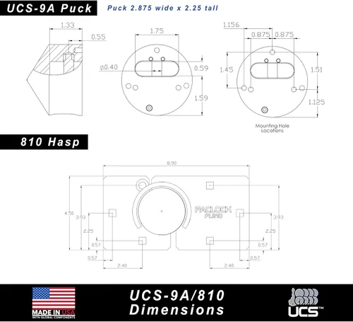 Vista 4 de PACLOCK 's UCS-9A/810 Kit combinado de cerrojo y disco, compre American Act obediente, cilindro de 6 pines de alta seguridad, un bloqueo con llave a