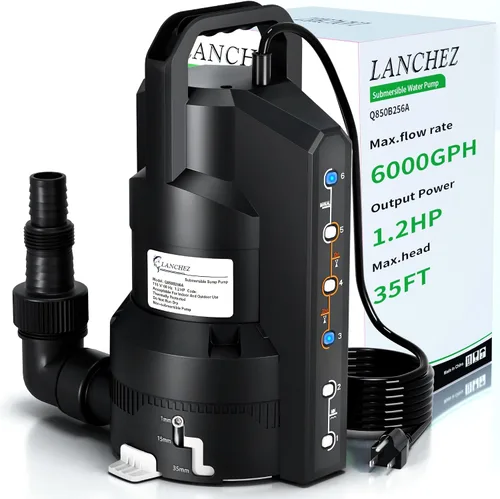 Vista 6 de LANCHEZ Bomba de sumidero con 6 modos, bomba de agua sumergible limpia/sucia, bomba de transferencia de eliminación de agua termoplástica automática