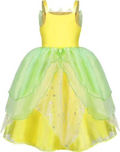 Vista 2 de WonderBabe Princess Costume for Girls Green Fairy Frog Dress Birthday Party Halloween Costume Cosplay Dress up for Kids