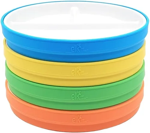 Vista 12 de Elk and Friends platos para niños de porcelana divididos de 6.7" con fundas de silicona Adecuados para bebés/niños/niños pequeños Apto
