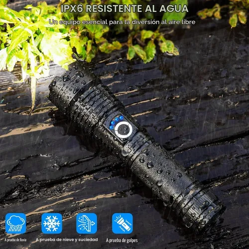 Vista 6 de Paquete de 3 linternas recargables, 990,000 lúmenes, linterna LED súper brillante, 5 modos de luz, carga rápida, IPX7 impermeable para acampar