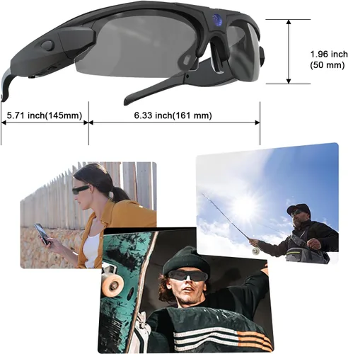 Vista 5 de Lentes de sol con cámara WiFi, lentes de video 4K HD 1080P con lente polarizada UV 400 para ciclismo, camping, conducción, viajes