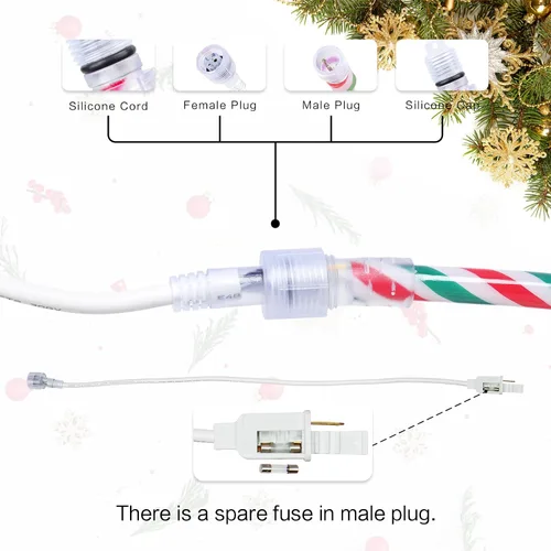 Vista 6 de Vigdur Luces de Bastón de Caramelo de Navidad - Luces de Cuerda LED de Bastón de Caramelo de 18 Pies para Exteriores Impermeables Luces Decorativas