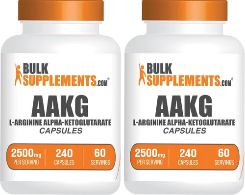 Vista 6 de BulkSupplements. com AAKG Cápsulas - Suplemento de L-Arginina, Suplemento de óxido nítrico, sin gluten, 4 cápsulas por porción, 240