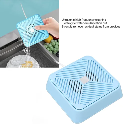 Vista 5 de Lavavajillas USB portátil, lavadora de frutas y verduras, lavavajillas ultrasónico, mini lavavajillas para limpiar frutas, verduras y platos (azul)