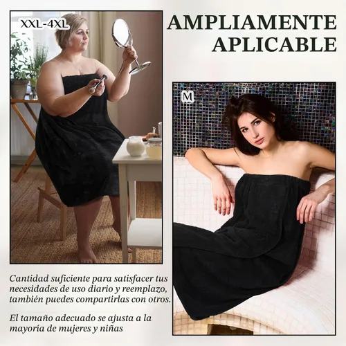Vista 4 de Tigeen - Bata de spa para mujer, 2 piezas, color negro, talla M