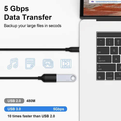 Vista 2 de Cable adaptador USB C a USB A para Samsung Galaxy S26 Ultra S26 S26+ 25 Ultra/FE 24+ S23 S22 S21 A07 A17 A16 A55 A35 A56, paquete de 2 cables OTG