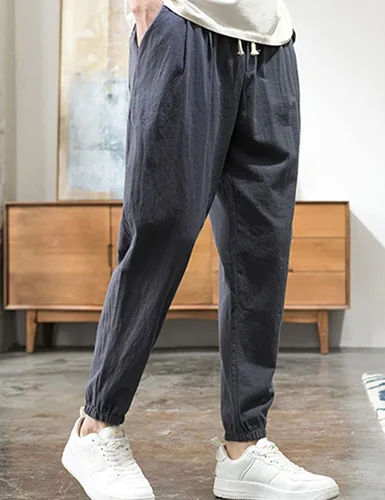 Vista 4 de Zontroldy Pantalones de algodón y lino para yoga, golf, playa, jogger, sudor, descanso, harem, pantalones
