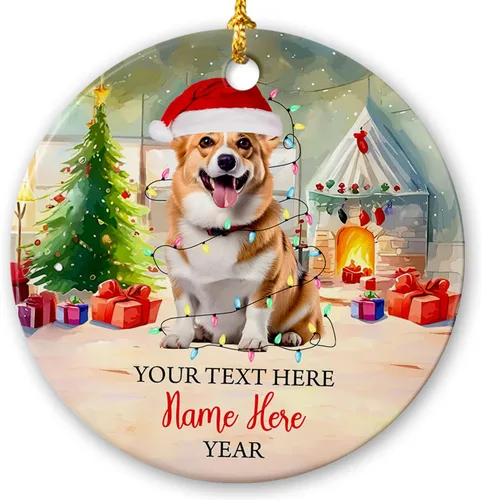 Vista 31 de Adorno de cerámica de Alaska Malamute de Feliz Navidad, decoración personalizada de Papá Noel, perro de Alaska Malamute nombre de perro, decoración