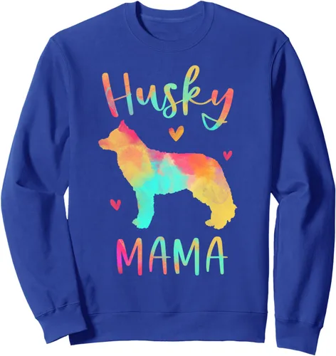 Vista 4 de Husky Mama - Sudadera colorida con diseño de husky siberiano, regalos para perros y mamá, Negro, S