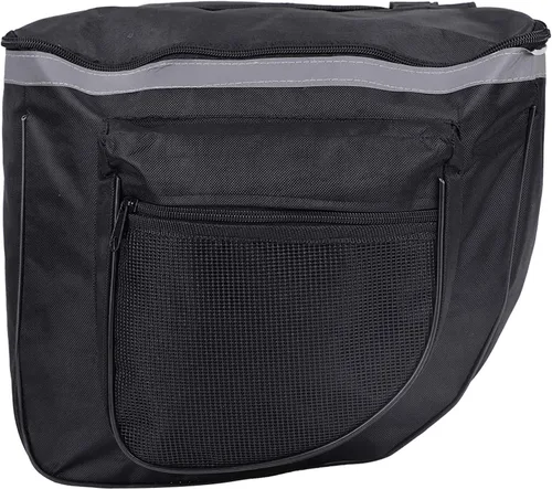 Vista 7 de Bolsas de sillín de 25L para bicicleta, bolsa de portaequipajes trasera de bicicleta con ribete reflectante, alforjas de bicicleta con ganchos