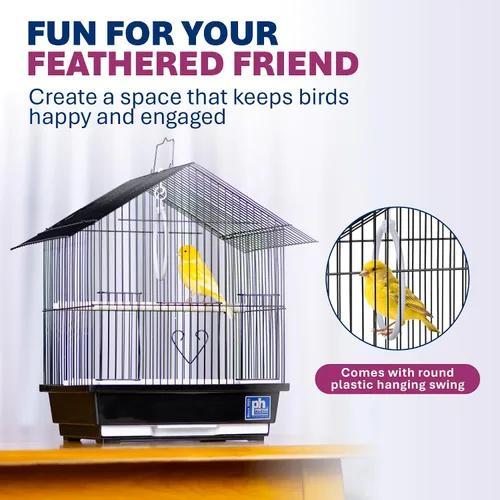 Vista 6 de Prevue Pet Products Parakeet Manor - Jaula para pájaros con asa para el hogar o viajes, color negro