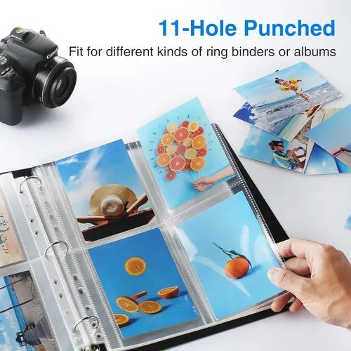 Vista 3 de Sooez Paquete de 30 fundas de fotos para carpeta de 3 anillos (240 imágenes), 3.5 x 5, protectores de páginas de plástico resistentes, fundas