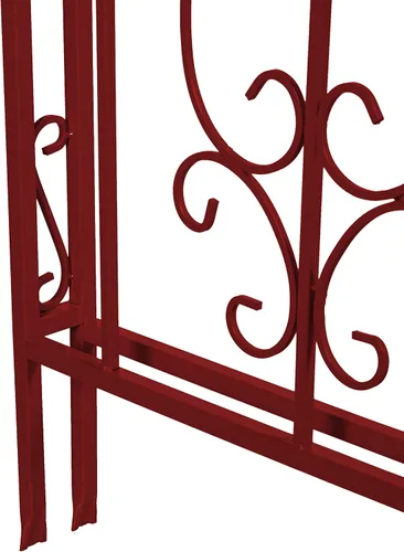 Vista 5 de Estructura de arco de jardín al aire libre de metal de Plow & Hearth, de 84 pulgadas de alto, entramado de celosía de hierro para plantas Rojo