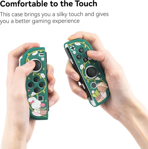 Vista 4 de GeekShare Funda protectora delgada compatible con Nintendo Switch OLED y Joy-Con - Absorción de golpes y antiarañazos Funda para OLED Switch - Bunny