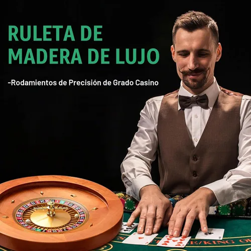 Vista 5 de Leyndo Rueda de Ruleta de Madera de 20 Pulgadas con 4 Bolas de Ruleta Rodamientos de Precisión de Grado Casino Rueda de Ruleta Mesa Giratoria