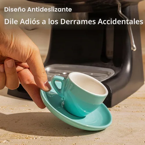 Vista 3 de Sweese Tazas de espresso de 2 onzas con platillos, juego de 6 tazas de espresso de porcelana, colores surtidos Varios