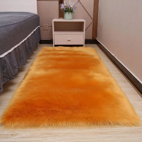 Vista 23 de Alfombra de piel de oveja sintética de Chitone, para dormitorio de bebé, para decoración del hogar Negro
