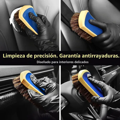 Vista 5 de YeewayVeh Cepillo de Limpieza de Cuero con Cerdas de Crin de Caballo - Cepillo Mejorado de Cerdas Largas para Cuero de Automóvil con Agarre Suave