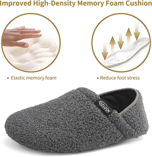 Vista 2 de OZLOOK Slippers for Women Men, Mens Womens House Slippers, Fuzzy Slippers Memory Foam Warm Curly Fur Indoor