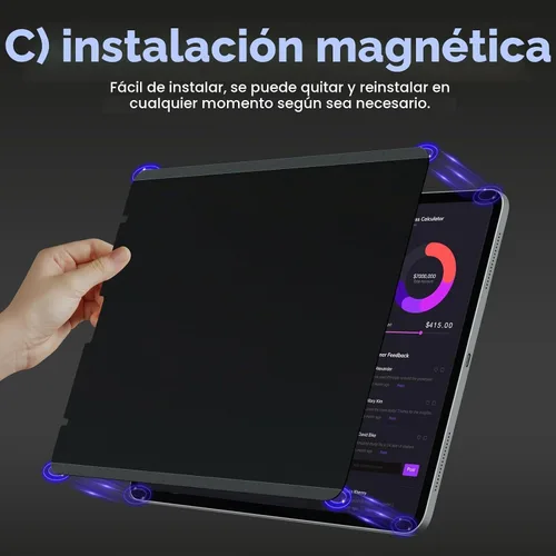 Vista 5 de IPROKKO Protector de pantalla magnético de privacidad compatible con iPad de 9ª, 8ª, 7ª generación de 10.2 pulgadas (2021/2020/2019) y iPad Air 3th