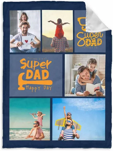 Vista 46 de InterestPrint Manta personalizada para papá de parte de hija e hijo, manta de cama personalizada con el texto "Best Dad Ever" con Love You Daddy, 7