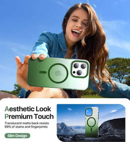 Vista 6 de Funda magnética diseñada para iPhone 13 Pro [compatible con Magsafe] [protección contra caídas de grado militar] Funda protectora a prueba de golpes