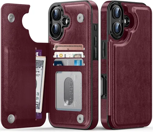 Vista 231 de LETO para iPhone 15 Pro Funda tipo cartera - Tapa tipo folio con patada - Diseños de moda - Tarjetero - Funda protectora para mujeres y niñas - 6.1