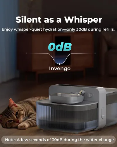 Vista 6 de Invengo Fuente de agua inalámbrica para gatos sin filtro, fuente de acero inoxidable de 3.5 litros para gatos y perros, separación de aguas