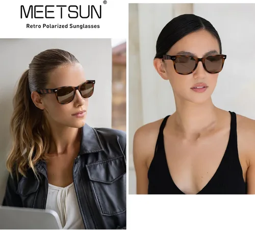 Vista 39 de MEETSUN Polarized Sunglasses for Women Men Classic Retro Square Frame Driving Sun Glasses UV Protection