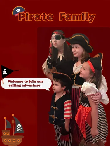 Vista 2 de Lingway Toys Disfraz de pirata de lujo para niñas, vestido de princesa Bucanero para niños