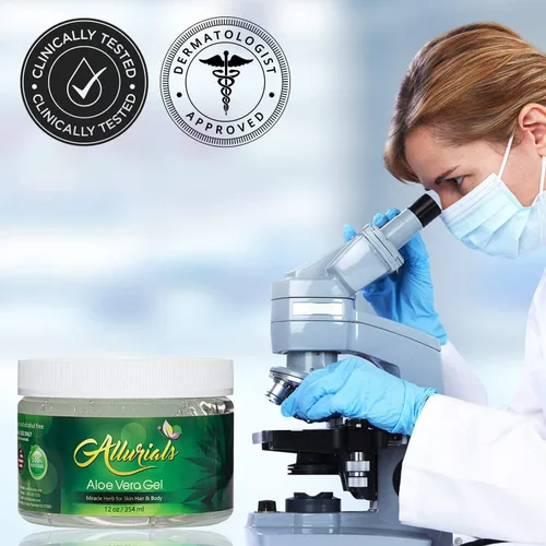 Vista 7 de Allurials Gel de aloe vera 99.75% puro y orgánico, fabricado en Estados Unidos, clínicamente probado y aprobado por dermatólogos, hidrata y cura