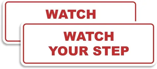 Vista 12 de Signs ByLITA Letrero estándar para pared o puerta con texto en inglés «Watch Your Step», señalización de salud y seguridad (negro), mediano