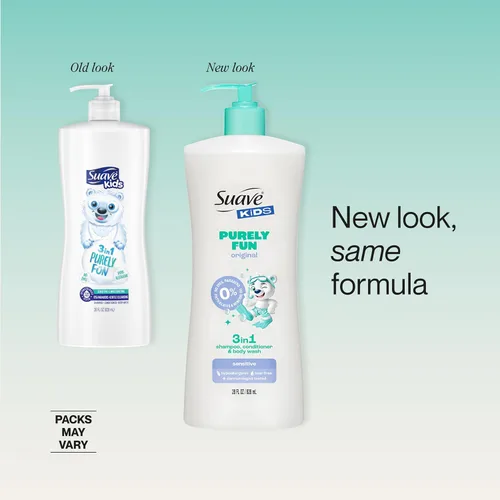 Vista 9 de Suave Kids Champú acondicionador 3 en 1 para niños, gel de baño Purely Fun que hace que la hora del baño sea rápida y fácil, sin parabenos y probado