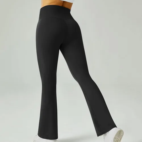 Vista 2 de Pantalones de yoga de cintura alta para mujer, pantalones de yoga fruncidos con levantamiento de glúteos, pantalones de entrenamiento para correr