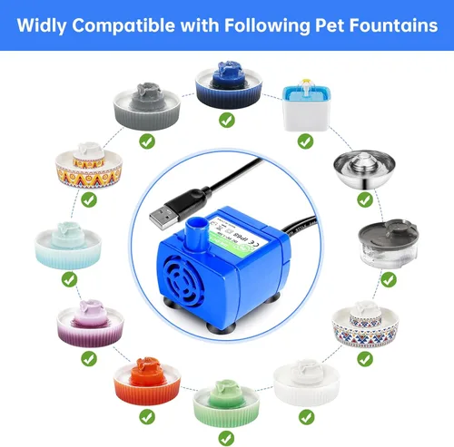 Vista 2 de Bomba de fuente de agua para gatos, fuente para mascotas, bomba de repuesto sin luz LED, motor DR-DC160 para dispensador de bebidas para gatos