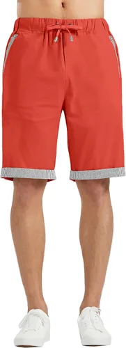 Vista 3 de Janmid Pantalones cortos casuales de lino para hombre