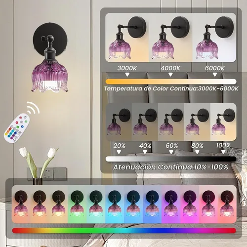 Vista 4 de Vintage Battery Operated Wall Sconces: Gothic Wireless Rechargeable Light