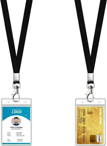 Vista 6 de 5 piezas de soporte grueso para tarjetas de identificación con nombre, resistente, impermeable, de plástico transparente, de PVC, bolsillo Horizontal