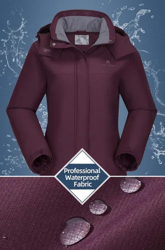 Vista 4 de Camel Crown Chaqueta de esquí para mujer, abrigo de nieve para invierno, vellón cálido, impermeable, chaqueta para snowboard