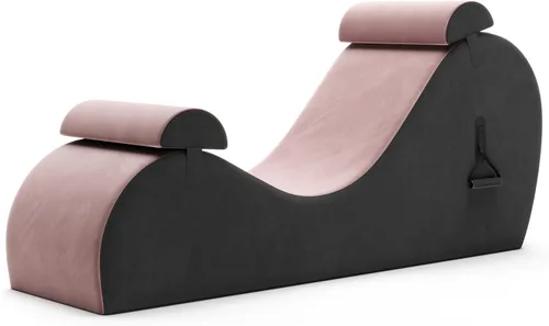 Vista 13 de Avana Chakra Yoga Chaise - 2 reposacabezas ajustables y asas con correas ajustables, micro terciopelo/microbucle, negro y gris